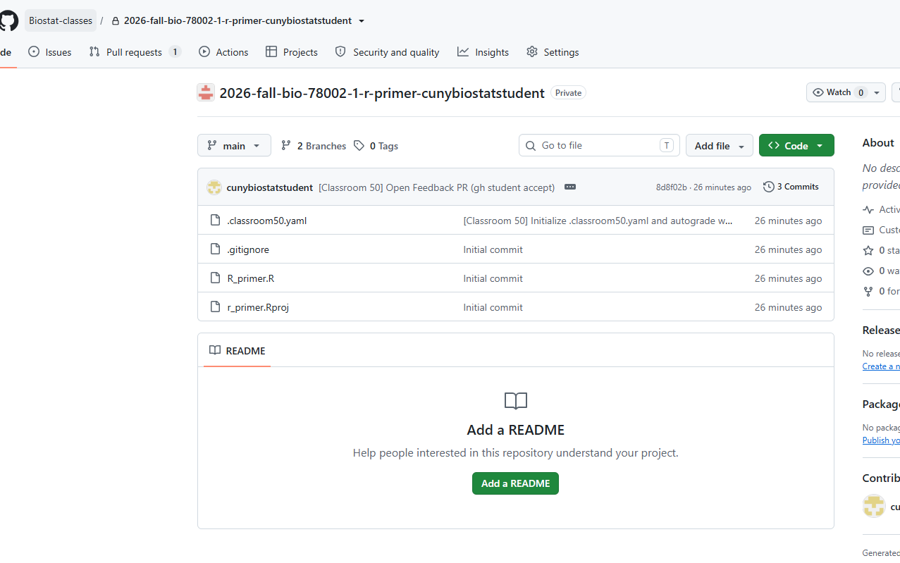 Look for  repository that has the assignment name and your username